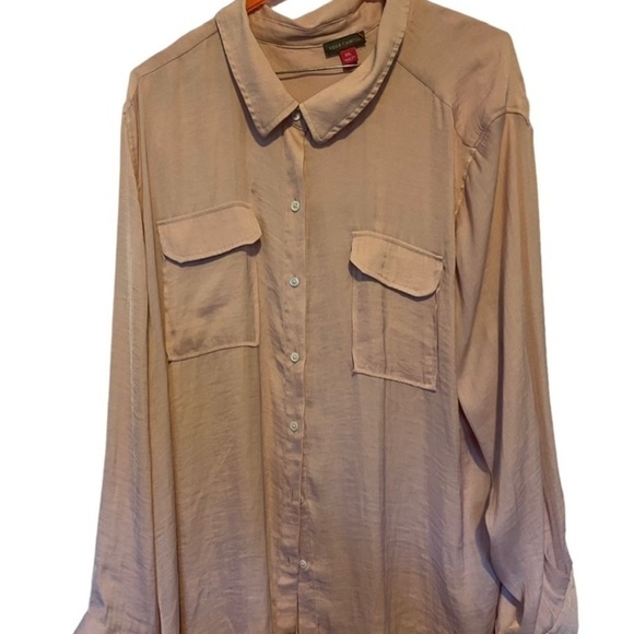 Plus Size XXL Vince Camuto Blush Pink Button Down Blouse - Picture 4 of 10